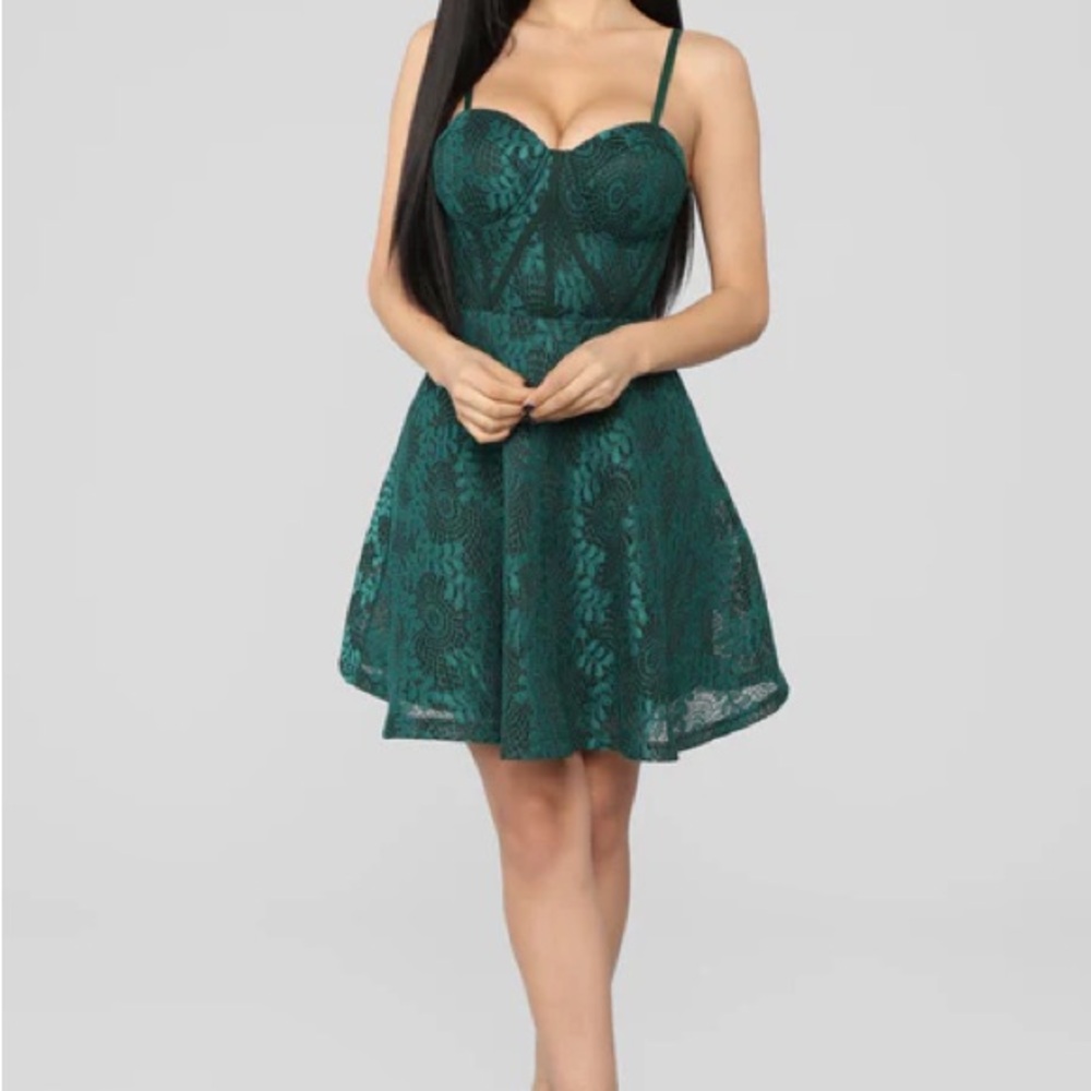 Fashinova Swing Me Around Dress - Hunter